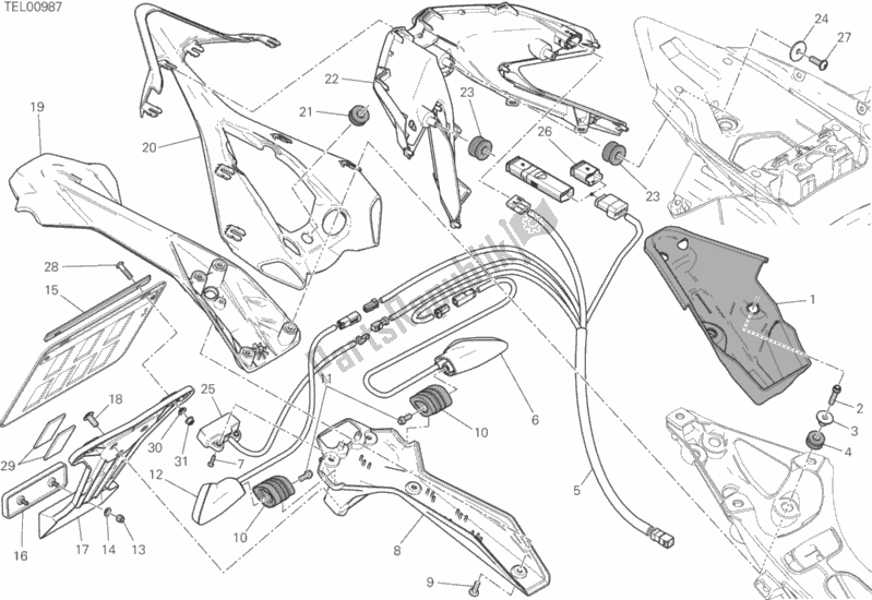 Wszystkie części do Uchwyt Tablicy Rejestracyjnej - ? Wiat? O Tylne Ducati Superbike 1299S ABS Brasil 2018